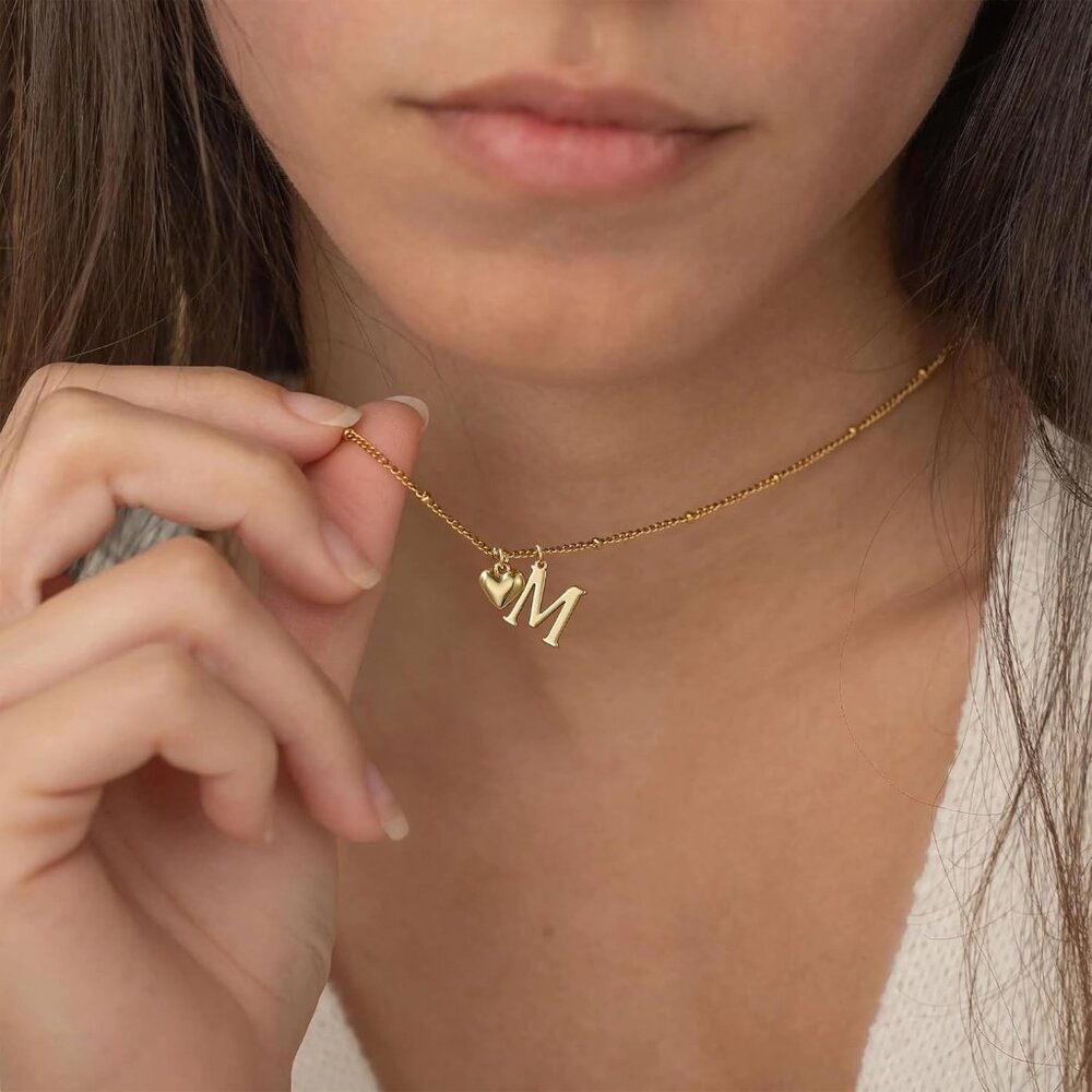 Personalized Gold/Silver Heart Initial Necklace -… - image 5